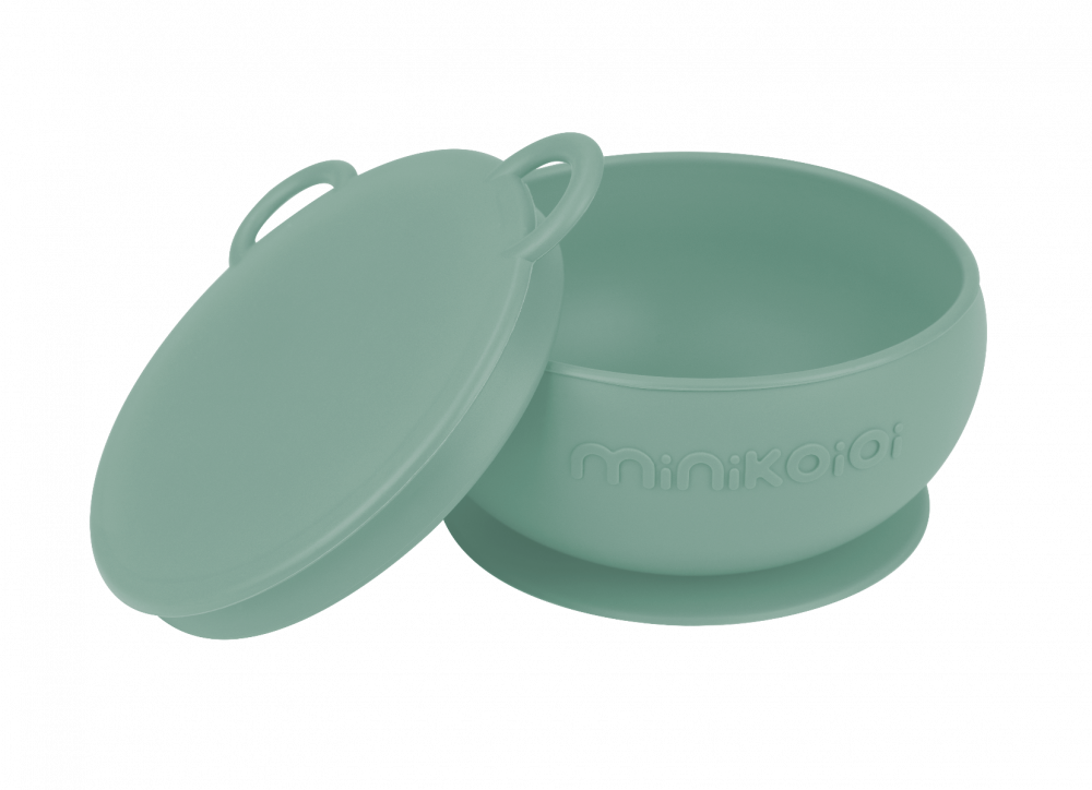 Bol Minikoioi cu Ventuza si Capac, 100% Premium Silicone – River Green [1]