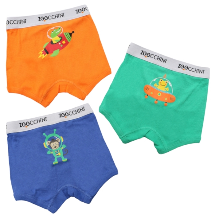 Boxeri din bumbac organic, pentru baieti, Zoocchini Space Force, 5-6 ani - set 3 buc [1]