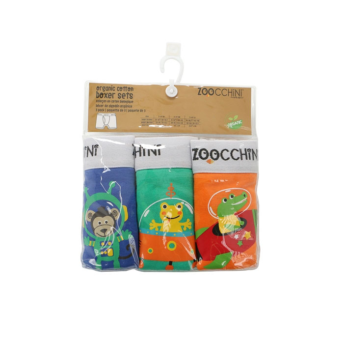 Boxeri din bumbac organic, pentru baieti, Zoocchini Space Force, 5-6 ani - set 3 buc [2]