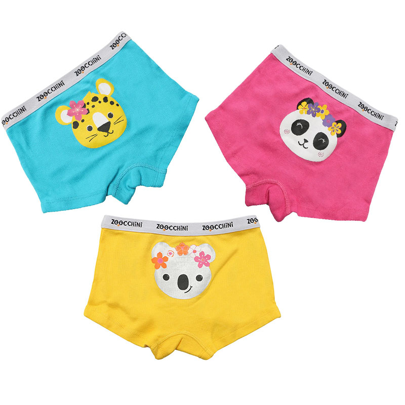 Boxeri din bumbac organic, pentru fete, Zoocchini Flower Power, 4-5 ani - set 3 buc [1]