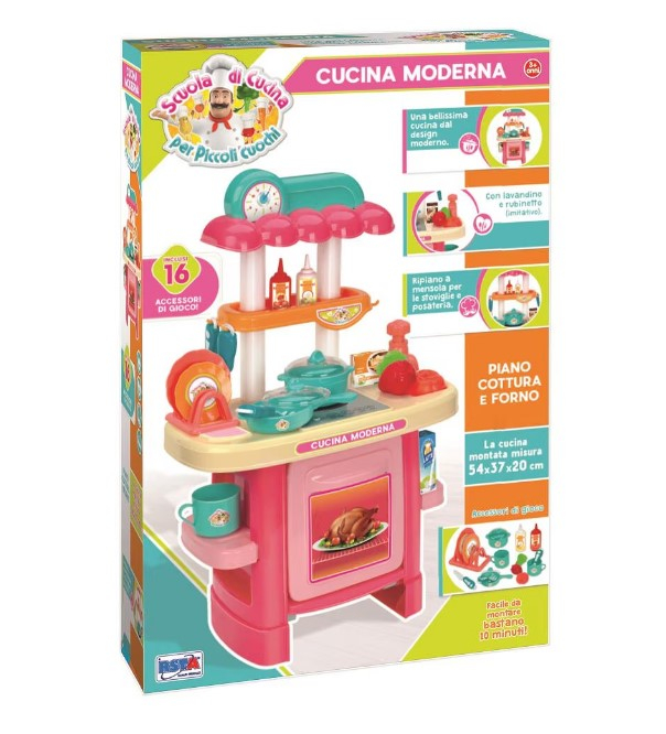 Bucatarie de jucarie pentru copii, cu accesorii incluse, 54cm inaltime, 16 accesorii servire si gatit precum oale, tigai, farfurii, tacamuri [1]