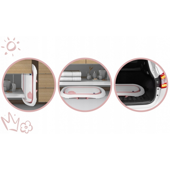 Cadita de baie cu dop de scurgere si termometru Ricokids RK-282 - Roz [3]