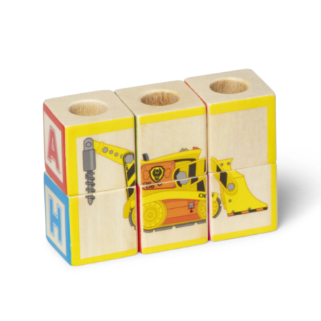 Melissa & Doug-Camion cu remorca, 28 cuburi din lemn cu litere si 3 figurine Paw Patrol, Patrula Catelusilor [3]