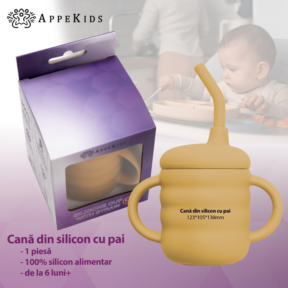 Cana din silicon cu pai, AppeKids - Honey [2]