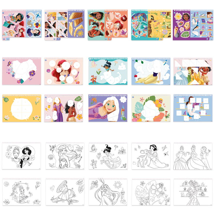 Carte de colorat & abtibilduri cu numere - Disney Princess [2]