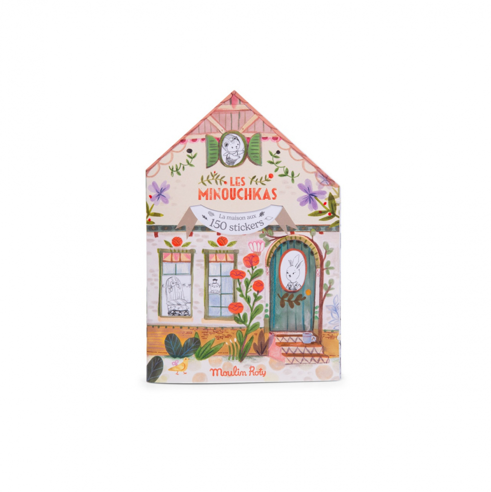 Moulin Roty-Carte de colorat cu abțibilduri Les Minouchkas, Moulin Roty [1]