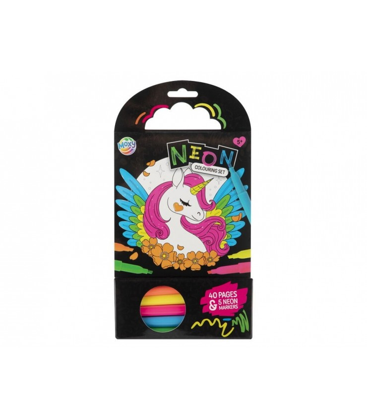 Moxy-Carte de colorat cu carioci neon - Peripetiile unicornului [1]