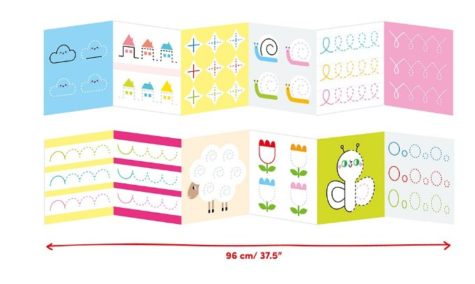 Carte-de-colorat-si-trasat-linii-pentru-copii-Banana-Panda-Ready-To-Trace-Beginner-Lines,-imagini-din-natura,-23-ilustratii-de-trasare-si-colorare,-2-carti-tip-acordeon,-96-cm-lungime-BANANA-PANDA [1]