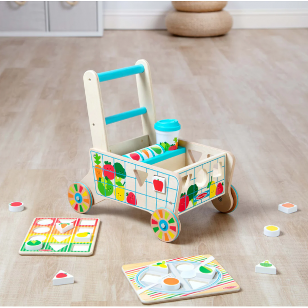Melissa & Doug-Carucior premergator din lemn cu set de jucarii educative [4]
