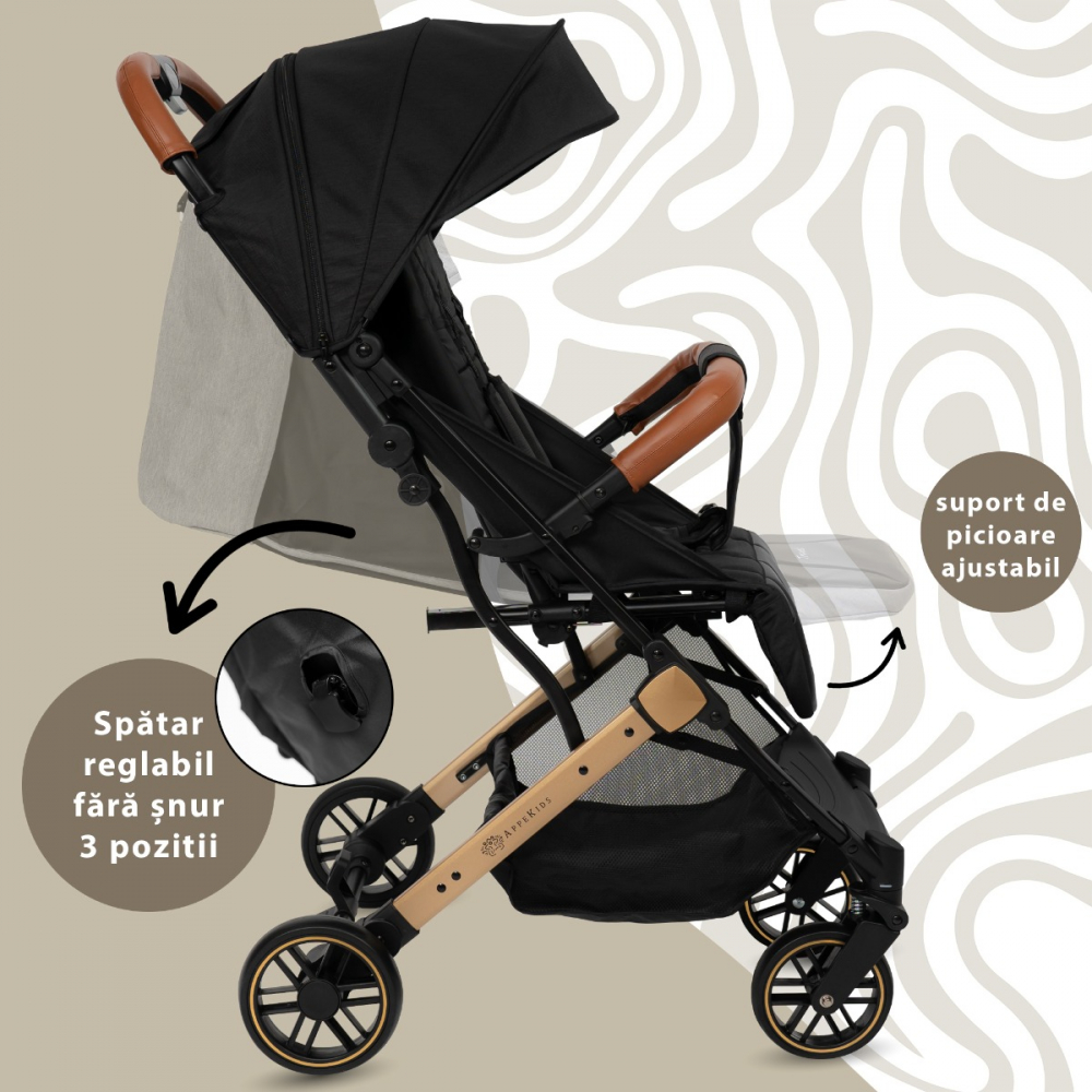 APPEKIDS-Carucior Sport AppeKids Travel, Ultracompact, Tip Troller - Black [5]