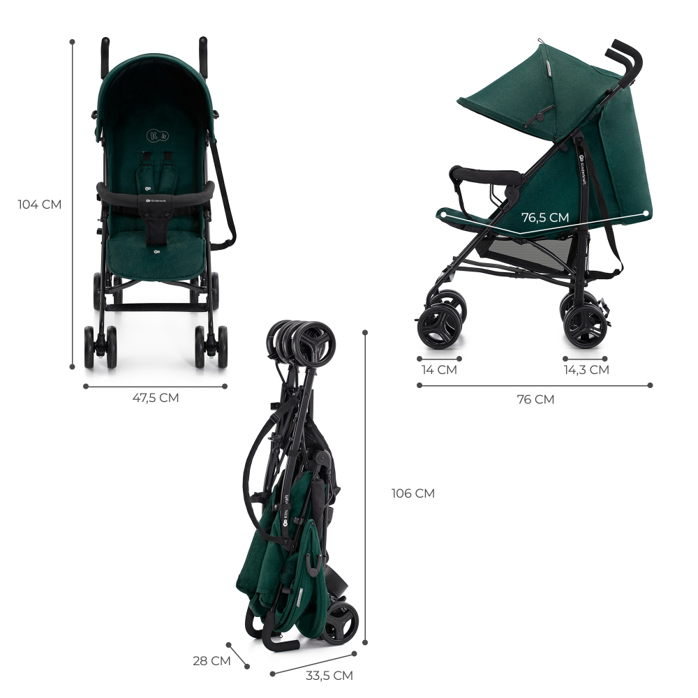 Carucior Sport Kinderkraft Tik, Tip Umbrela, Green Forest [4]