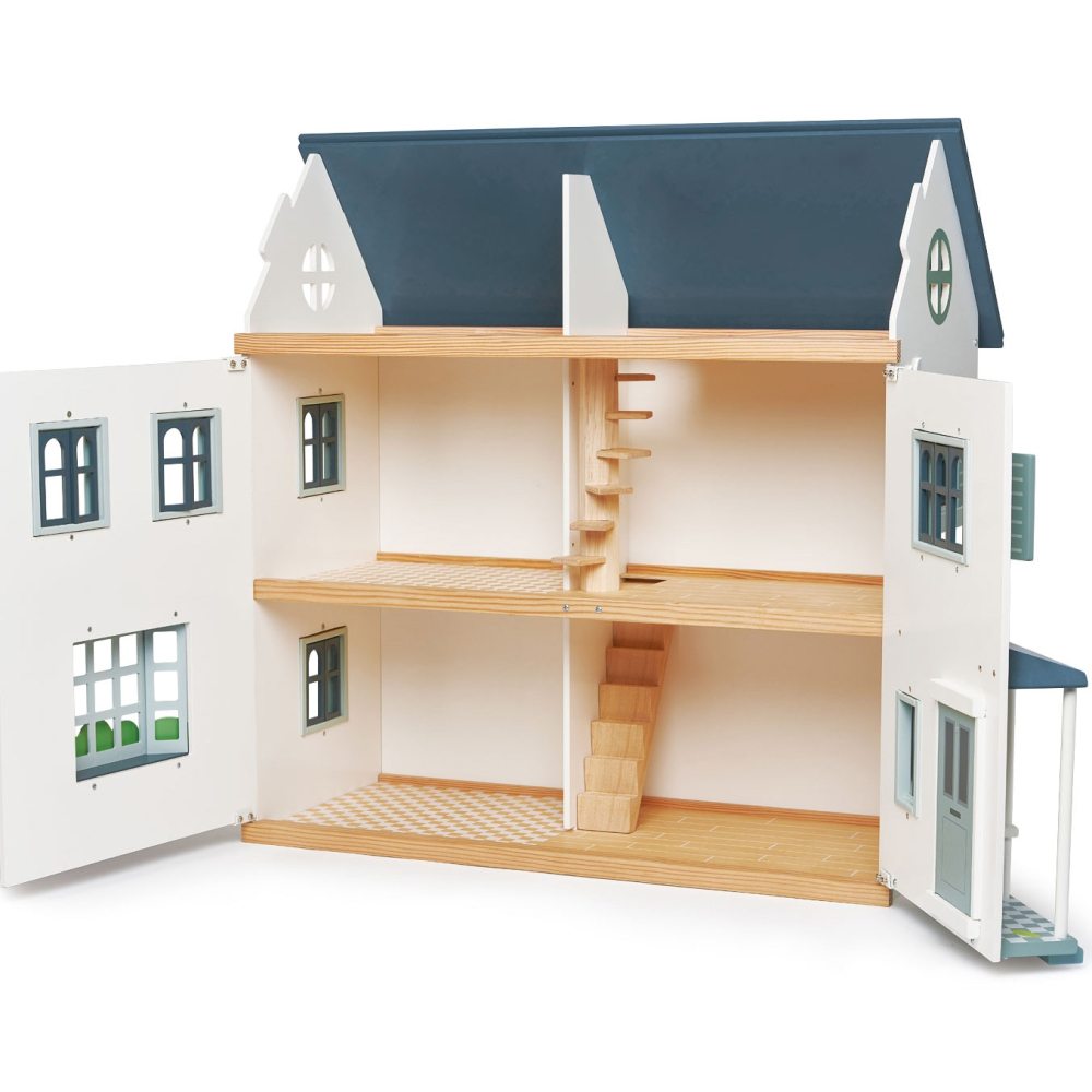 Casa de papusi, din lemn premium Dovetail House - cu 6 camere si cu pardoseala decorativa (fara alte componente sau accesorii) - Tender Leaf Toys [2]