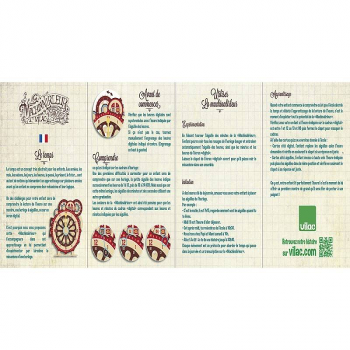 Vilac-Ceas educativ din lemn 26 cm cu carduri cu activitati [2]