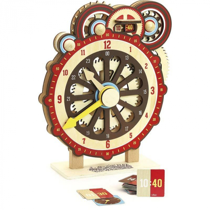 Vilac-Ceas educativ din lemn 26 cm cu carduri cu activitati [4]