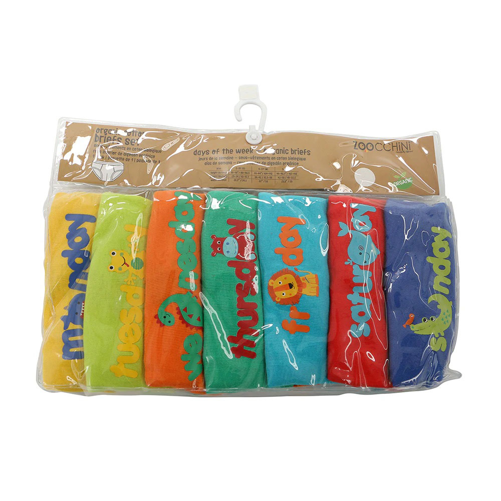Chilotei din bumbac organic, pentru baieti, Zoocchini, Zilele sÃ„Æ’ptÃ„Æ’mÃƒÂ¢nii, 5-6 ani - 7 buc [2]