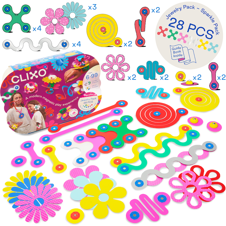 Clixo-Clixo® joc magnetic de construit - Bijuterii colorate (28 piese) [2]