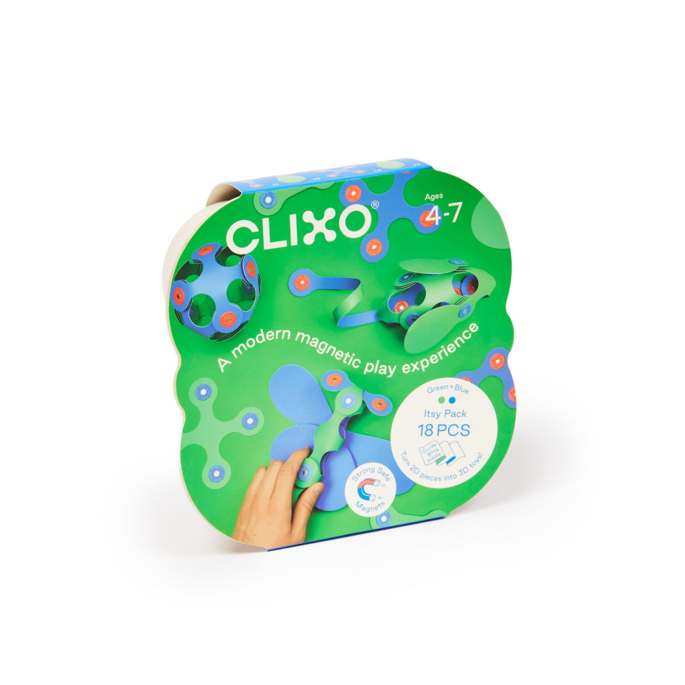 Clixo mágneses építőjáték - Itsy Blue & Green (18 darab) [2]