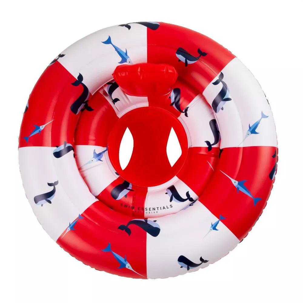Colac pentru bebelusi 0 - 12 luni - colac tip scaun copii 1 an Swim Essential - print balene [5]
