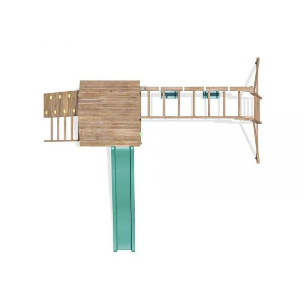 Dunster House-Complex de joaca FrontierFort Max cu Monkey Bars si 2 leagane, tobogan verde 2.9 m, Dunster House [5]