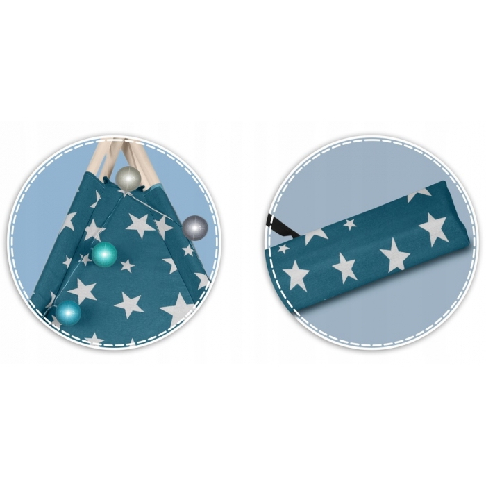 Cort de joaca pentru copii cu lumini si 2 pernite Nukido 120 x 120 x 165 cm - Bleumarin cu stelute  [4]