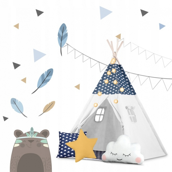 Cort de joaca pentru copii cu lumini si 3 pernite Nukido 120 x 120 x 165 cm - Bleumarin [8]