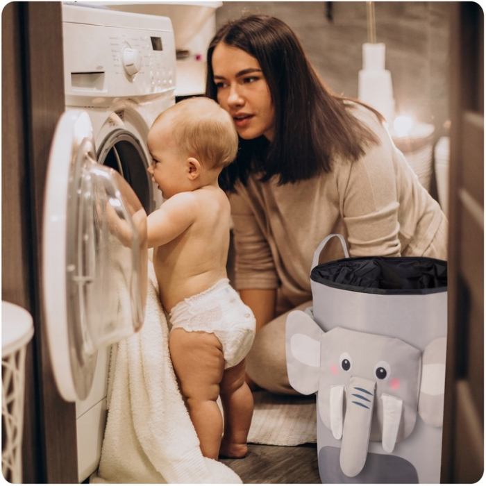 Cos mare pentru depozitarea jucariilor Nukido - Elefant gri [4]