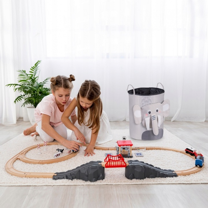 Cos mare pentru depozitarea jucariilor Nukido - Elefant gri [6]