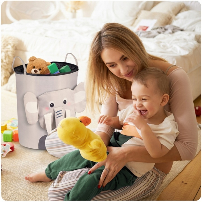 Cos mare pentru depozitarea jucariilor Nukido - Elefant gri [5]