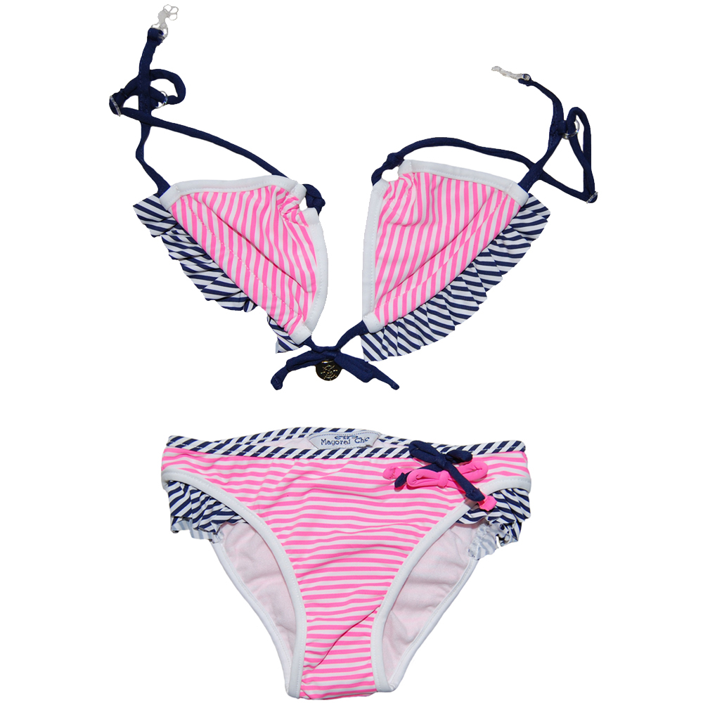 Costum de baie 2 piese Roz/Alb/Bleumarin (3751), 9 ani, 134 cm [1]
