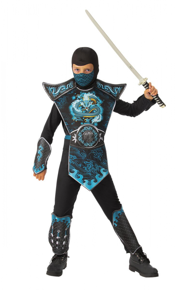Rubies-Costum de carnaval - Ninja Dragon Albastru - S [1]