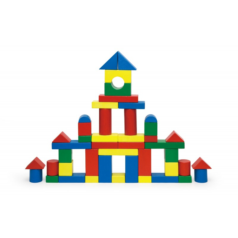 Viga-Cuburi de construit din lemn, colorate, 3.5 cm, 50 buc [4]