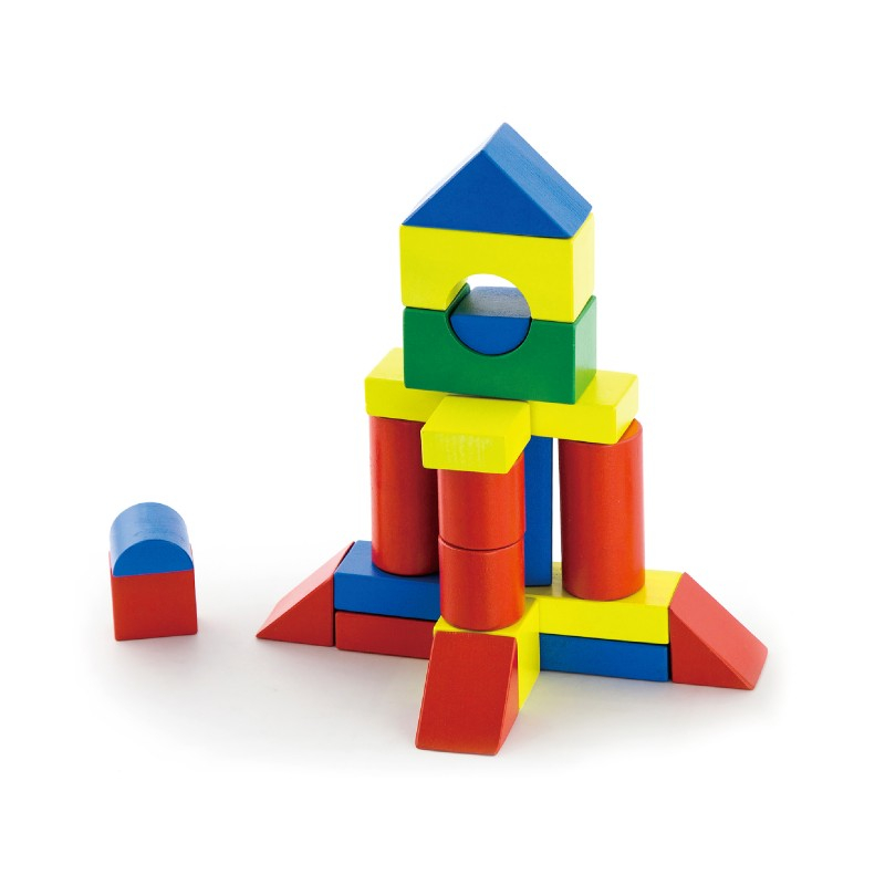 Viga-Cuburi de construit din lemn, colorate, 3.5 cm, 50 buc [3]