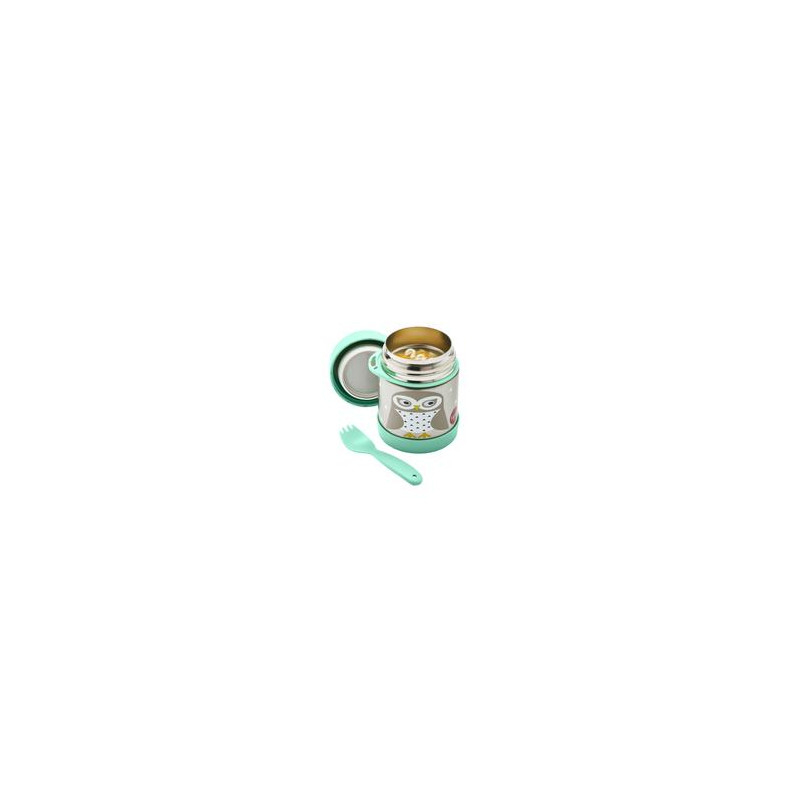3 Sprouts-Cutie alimentara din inox cu lingura-furculita, Bufnita, 3 Sprouts [3]