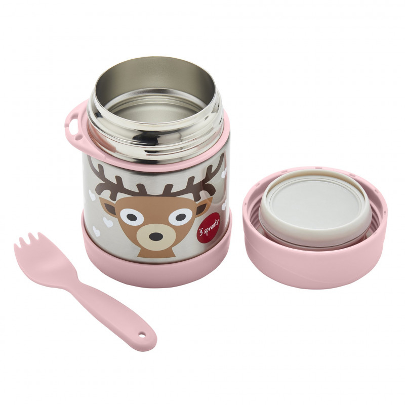 3 Sprouts-Cutie alimentara din inox cu lingura-furculita, Caprioara, 3 Sprouts [3]
