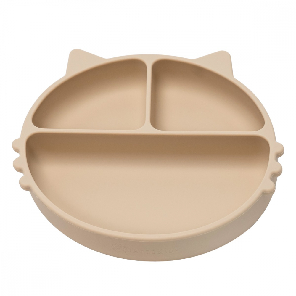 APPEKIDS-Farfurie compartimentata din silicon cu ventuza, AppeKids - Kitty - Bubble Beige [5]