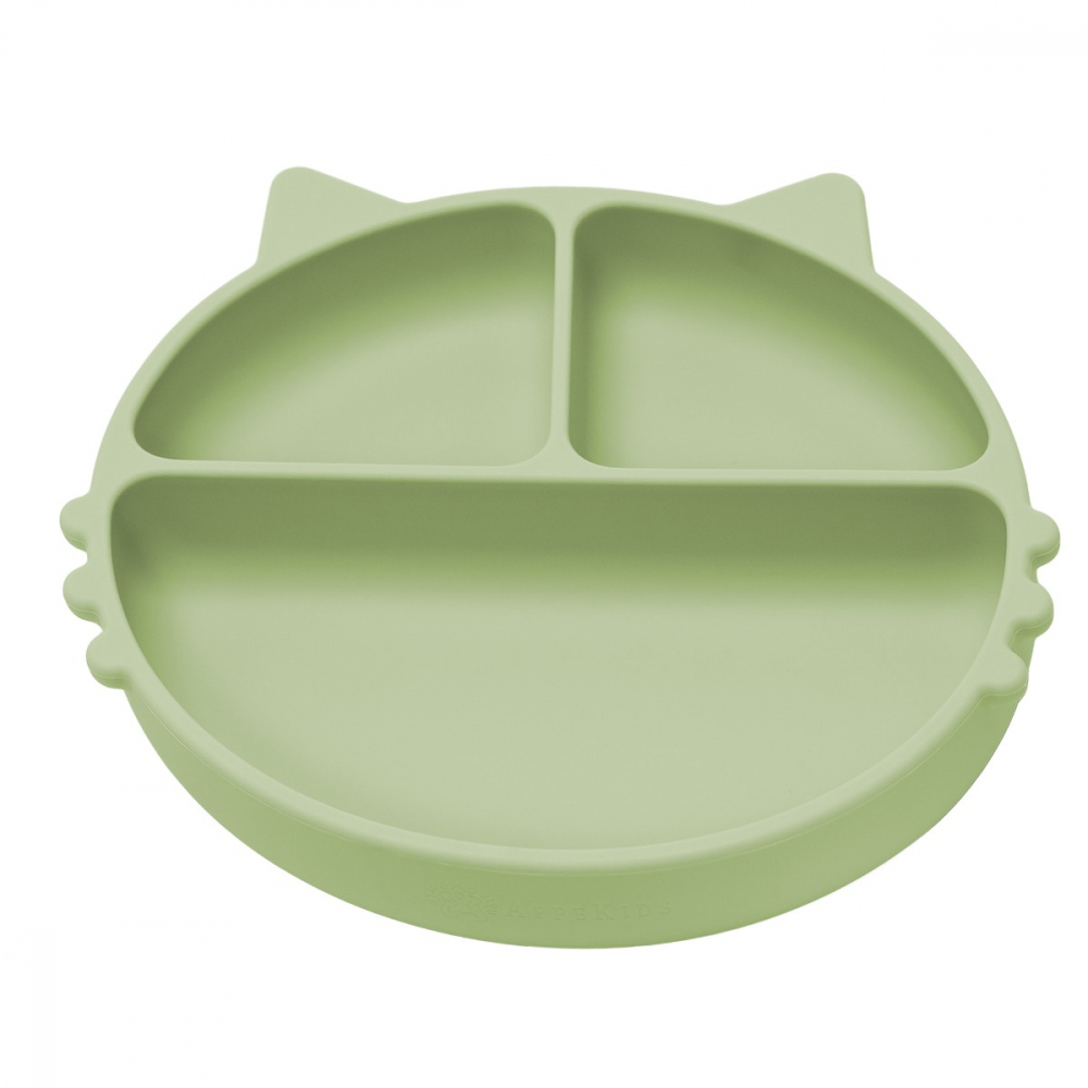 Farfurie compartimentata din silicon cu ventuza, AppeKids - Kitty - Raw Green [5]