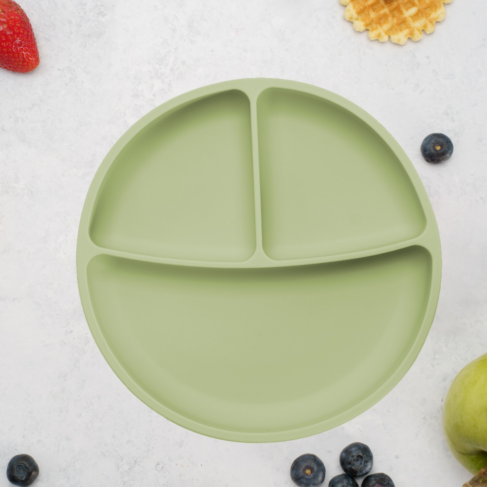 Farfurie compartimentata din silicon cu ventuza, AppeKids - Raw Green [1]