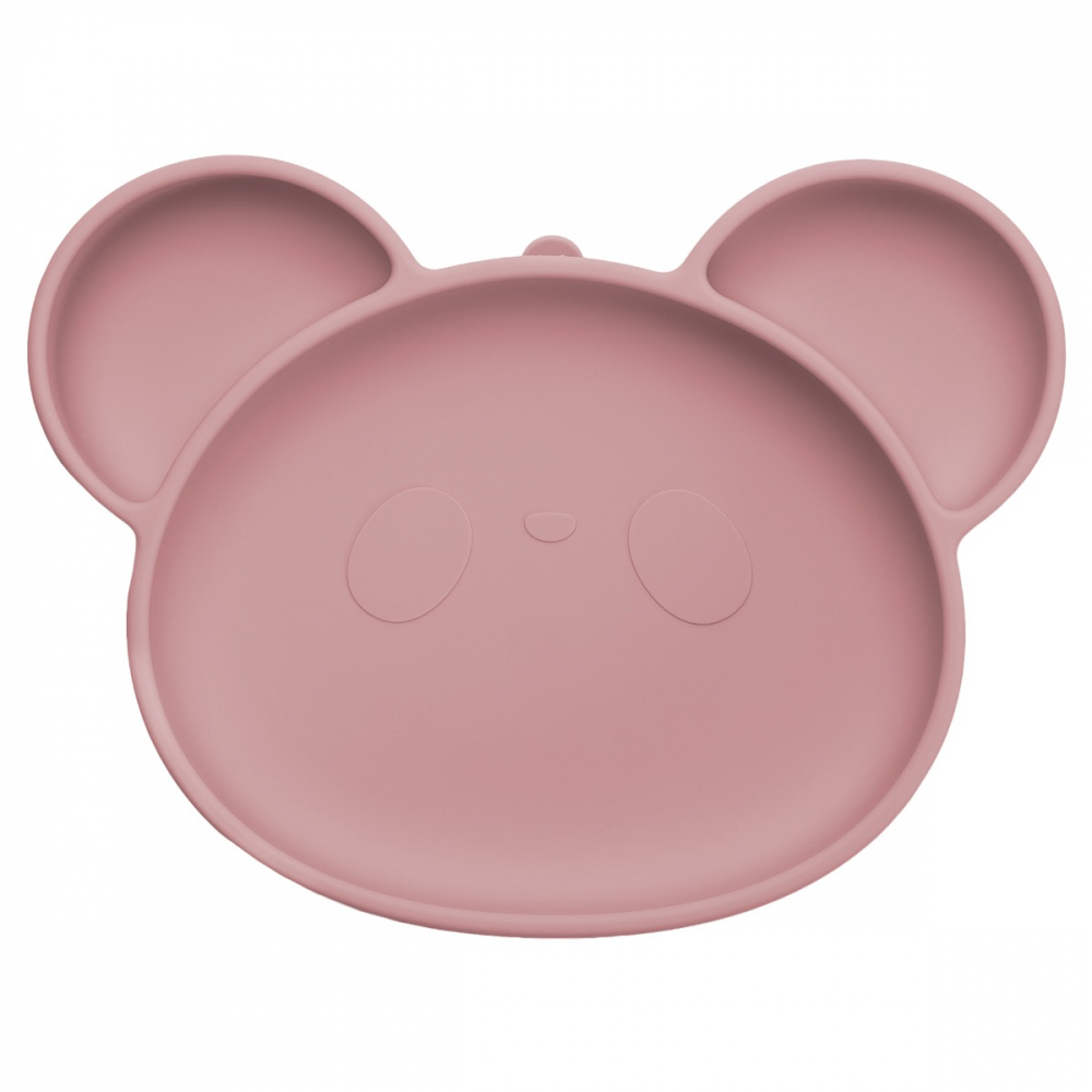 Farfurie din silicon cu ventuza, AppeKids, Panda - Old Rose [5]