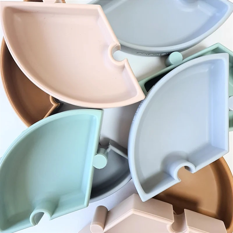 Farfurie Puzzle Minikoioi, 100% Premium Silicone – Bubble Beige/Powder Grey [6]