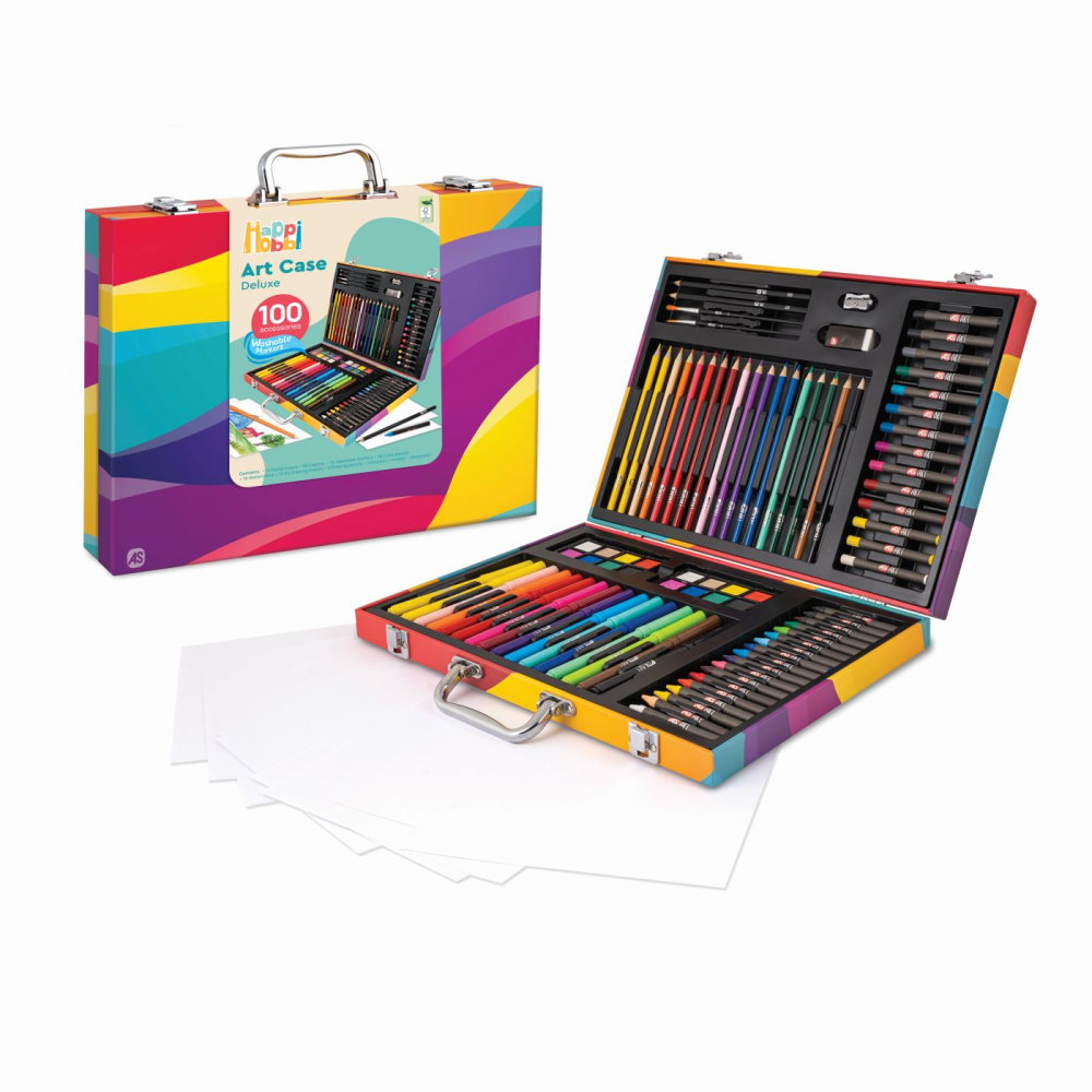 AS-Happi Hobbi Art Case Set De Desen Deluxe Cu 100 De Accesorii Curcubeu [4]