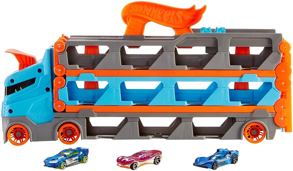 Mattel-Hot Wheels 2 In 1 Mega Transportator Masini Pista [4]