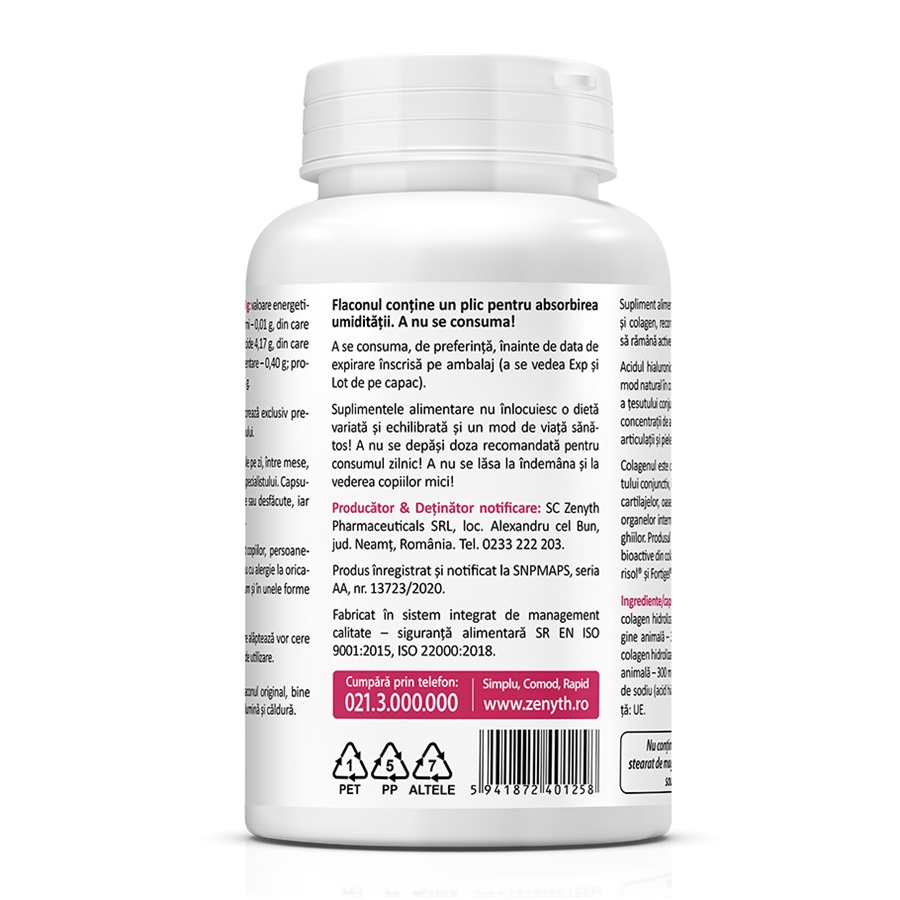 Hyaluronic Acid cu Collagen Complex, 60 capsule, Zenyth [2]