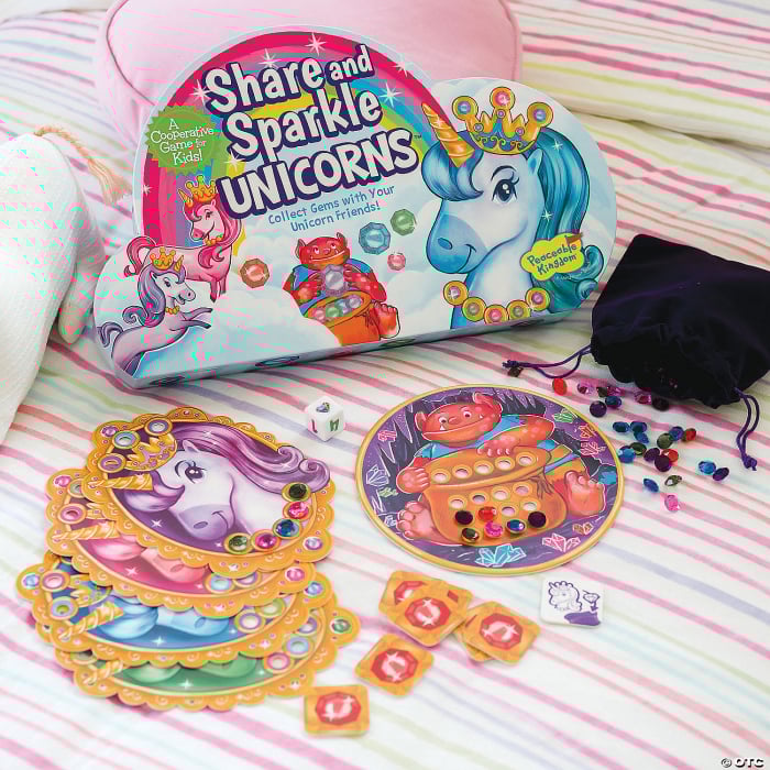 Peaceable Kingdom-Joc de cooperare cu unicorni si pietre pretioase Unicorni sclipiciosi [2]