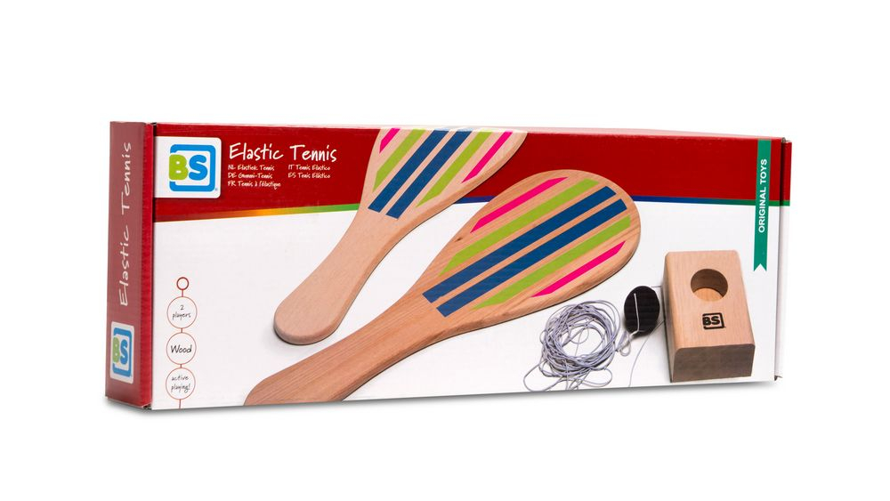 Joc de tenis copii cu elastic si rachete lemn - jucarii de exterior - BS Toys [1]