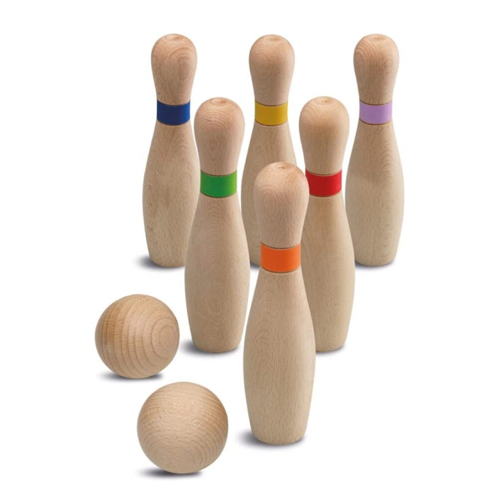 Joc din lemn bowling cu 6 popice, 2 bile, si un sac de transportat, Cayro [2]