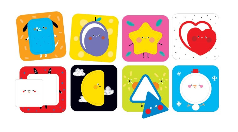 Joc educativ pentru copii si bebelusi, Banana Panda On the Go Discovering Shapes, Primele cartonase cu imagini si forme geometrice, 16 piese [1]