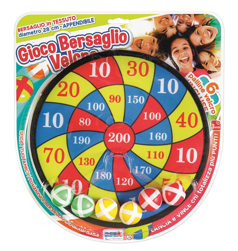 RS Toys-Joc educativ si sportiv pentru copii, Tinta velcro cu 6 bile incluse, diametru 29 cm, multicolora cu scor imprimat [1]