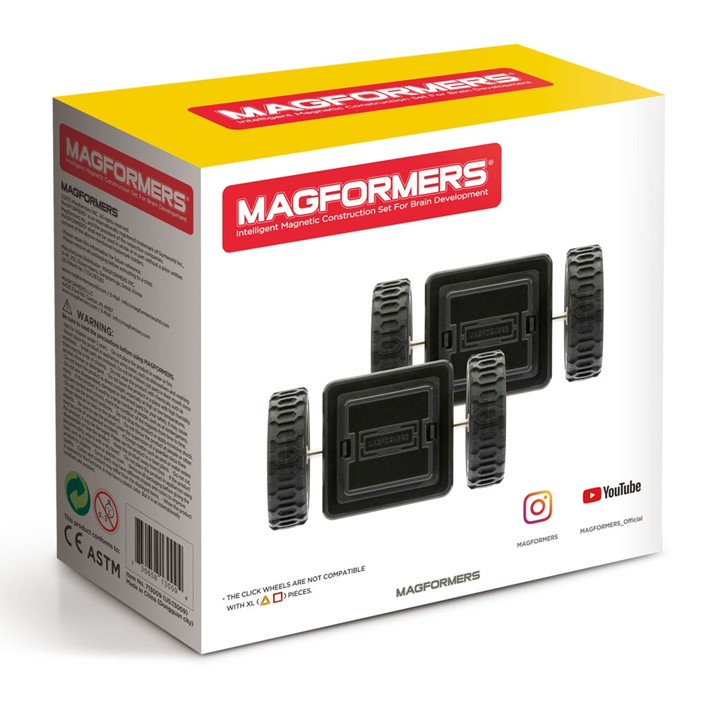 Joc magnetic de construcție Magformers Click Wheel Set - Accesorii cu Roti, 2 piese [2]