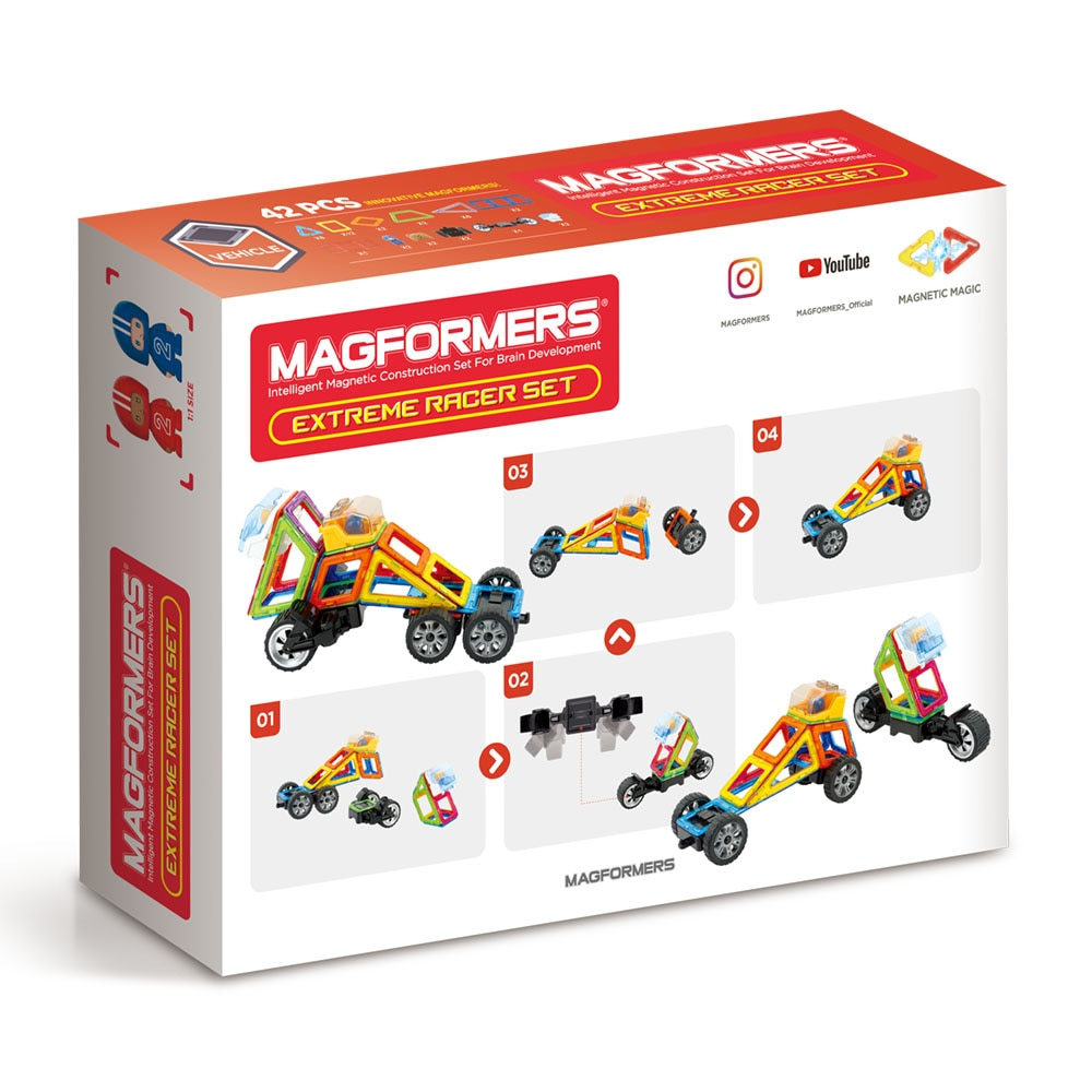 Joc magnetic de constructie Magformers Extreme Racer - Curse Extreme, 42 piese [2]