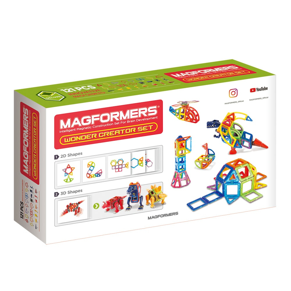 Magformers-Joc magnetic de constructie Magformers Wonder Creator Set - Dinozauri si Creaturi Minunate, 121 piese [2]